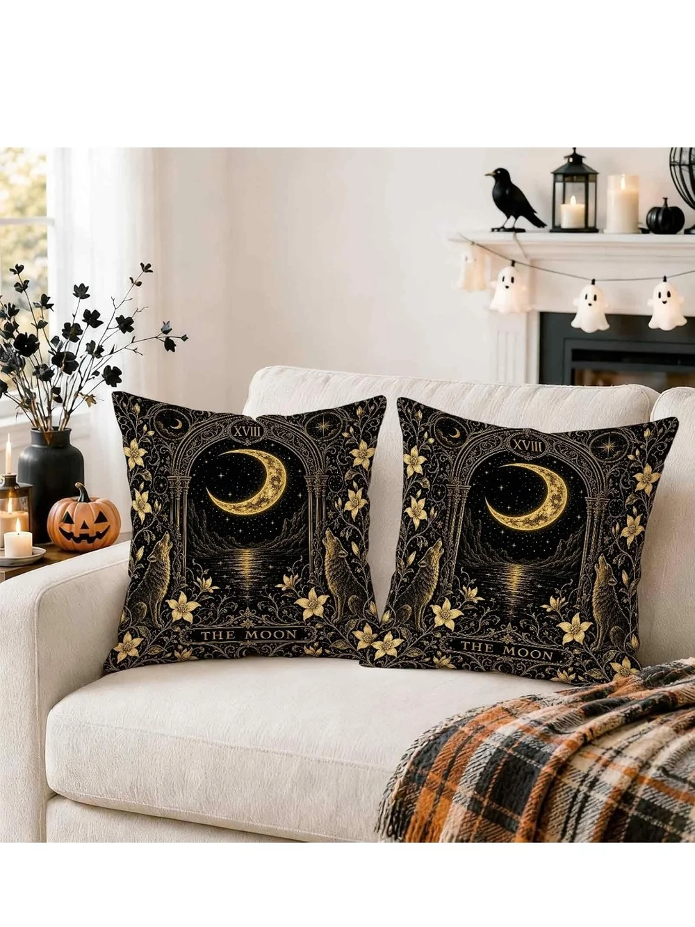 Mystic Moon Gold & Black Decorative Throw Pillow (Set of 2)